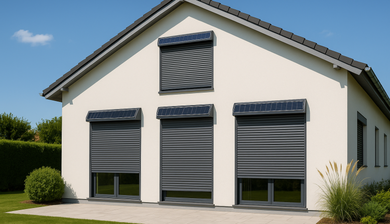maison avec volet roulant solaire