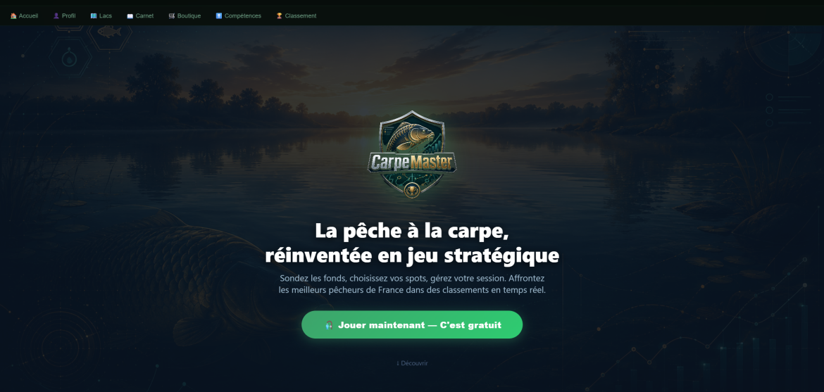 CarpeMaster : quand la pêche à la carpe devient une aventure stratégique en ligne